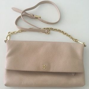 Tory Burch Foldover Crossbody Bag in Light Oak